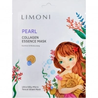 Маска для лица тканевая осветляющая с жемчужной пудрой Pearl Collagen Essence Mask LIMONI купить в 